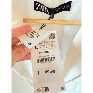 Zara‎ Linen Blend Blazer Women Cream Large 9929/225/712 New With Tags thumbnail 3