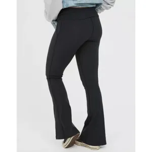 NWT OFFLINE By Aerie Ribbed Pocket Foldover Flare Leggings Black Sports XS Long thumbnail 3