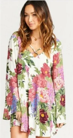 Show Me Your Mumu Joni Flow Dress Duchess Darling White Floral Size Medium‎ thumbnail 1