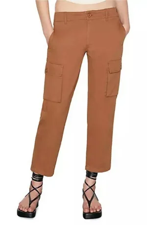 FRAME Cargo Pants Women 31 Washed Latte Straight Leg Utility RUSPT586 thumbnail 1