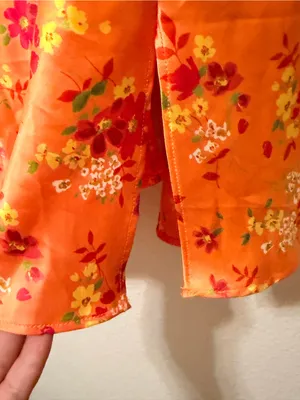Victoria's Secret Vintage 2001 satin nightie, orange floral print, sz M thumbnail 11