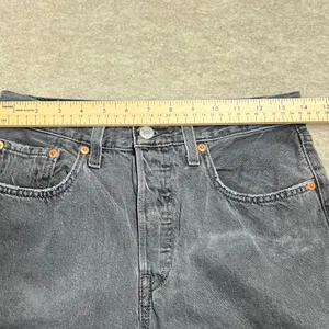 Levis 501 Original Fit‎ Straight Leg Jeans Faded Black Raw Hem W26 EUC Classic thumbnail 3