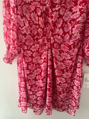 Julia Jordan NWT Pink Floral Chiffon Long Sleeve Mini Dress 14 Romantic Resort Office Party thumbnail 3