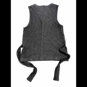 Madewell French Rib Tie Waist Sleeveless Tank Womens M‎ Gray F8390 thumbnail 4