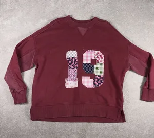 aerie sweatshirt‎ patchwork oversized burgundy s thumbnail 1
