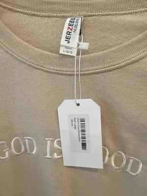 Jerzees Nublend “God Is Good” Beige Crewneck Sweatshirt Large NWT thumbnail 4