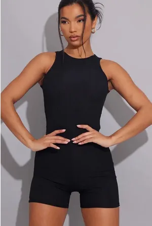 Ribbed Romper Pretty Little Thing  thumbnail 1