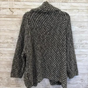 Zara Knit Womens M Open Cardigan Sweater Black & White Chunky Grandma Core thumbnail 6