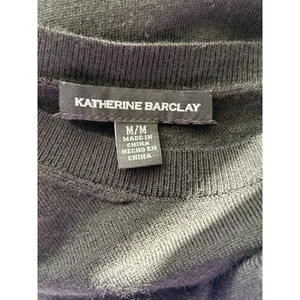 Katherine Barclay long sleeve black merino wool sweater Preppy Medium thumbnail 4