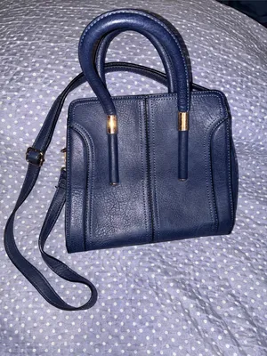 Classic Navy Blue Nautical Top-Handle Crossbody Bag Purse thumbnail 1