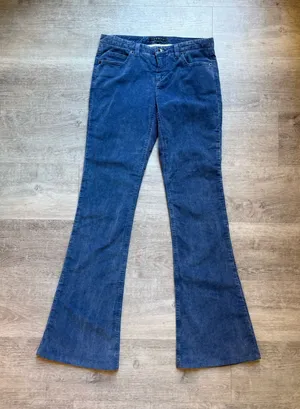 Theory Blue Corduroy Pants Size 2 Low Rise Flare Bootcut Retro Y2K Style thumbnail 1