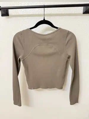 Lululemon Waffle Cotton-Blend Henley Long-Sleeve Shirt Nomad Size 2 NWOT thumbnail 5