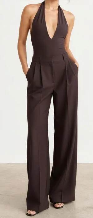 KOOKAÏ Opal Adjustable Wide-Leg Pants, Mahogany, FR34/US2 thumbnail 1