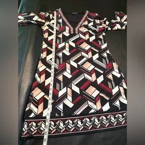 White House Black Market Long Sleeve Geometric Dress - size M thumbnail 12