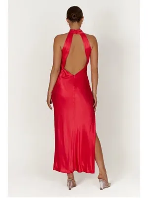 Meshki Claire Red Sleeveless Satin Dress Altered Mini Size XS thumbnail 2