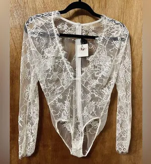 Be Wicked, Long Sleeve Lace Body Suit From Dujor Boutique NWT thumbnail 1