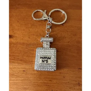 Rhinestone Perfume Bottle Bag Charms Keychain Set N°5 & 5 Glam Bling NWOT thumbnail 4