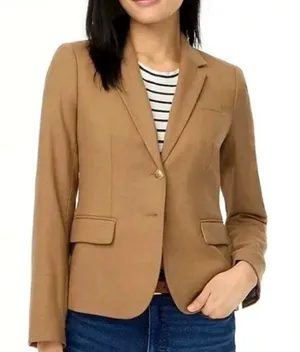 J. Crew Factory Wool Original Schoolboy Blazer Camel Brown Women’s Size 8 thumbnail 1