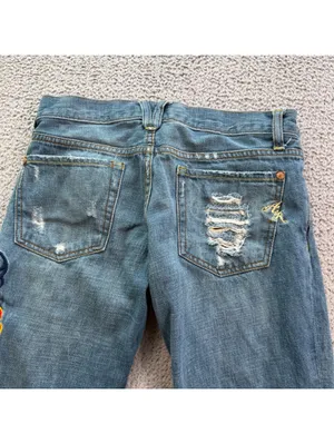 American Republic Y2K Embroidered Love Skull Flare Bootcut Jeans Women's 26 thumbnail 6