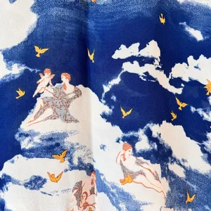 Reformation Blue‎ Laurelei Angel Print Viscose V-Neckline Dress 6P thumbnail 8
