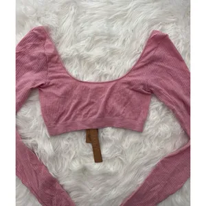 Skims Wool Rib Long Sleeve Super Cropped Top Halite XXS/XS thumbnail 5
