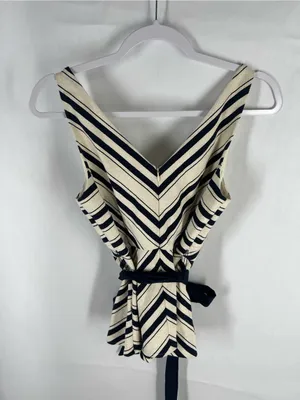 Maeve Anthropologie Mitered Stripe Peplum Top Size 6 thumbnail 6