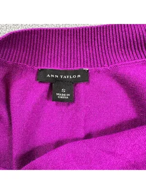 Ann Taylor Women's Purple Fine Knit Long Sleeve Crew Neck Sweater S Rayon Blend thumbnail 4