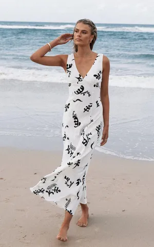 Paper Crane Tulsi Midi Dress - Off White Print thumbnail 1