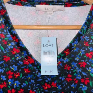 Loft Velvet Blouse Shirt‎ Top V Neck Short Sleeve Romantic Floral Velour CP0166 thumbnail 3