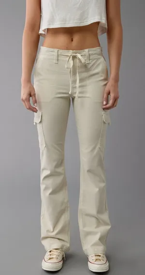 American Eagle AE Stretch Classic Bootcut Cargo Pants Cream Ivory Utility Gorp thumbnail 1