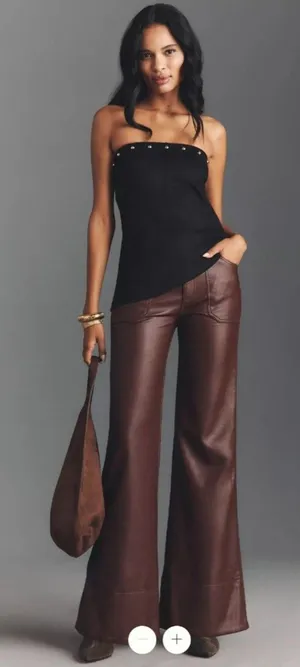 Anthropologie Pilcro The Rylan Faux-Leather Relaxed High-Rise Flare Pants thumbnail 1