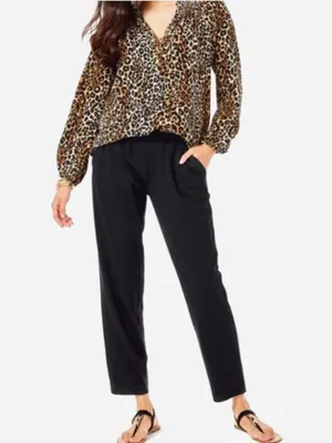 Lilly Pulitzer Malani Knit Black Pants Pull-on Relaxed Straight Leg XS Travel thumbnail 3