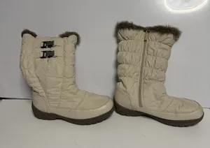 Totes Women's Winter Snow Boots Ivory Faux Fur Lining Double Buckle Zip Up 8 C-2 thumbnail 1
