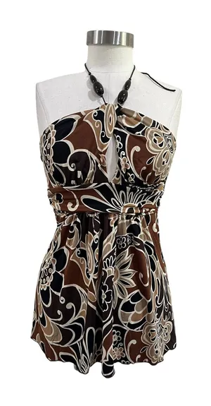 IZ Byer California Y2K Halter Top Beaded Boho Festival Size Medium‎ thumbnail 1