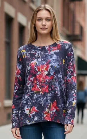 NWT $145 Lauren Ralph Lauren Women's Belting-Print Cotton-Blend Sweater XL thumbnail 1