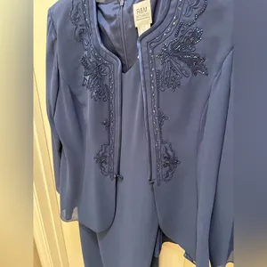 R&M Richard's 2 piece jacket dress, maxi length. Color is Slate. Size 14. NWT thumbnail 4