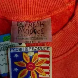 NWT Vintage Fresh Produce Sweatshirt Long Sleeve Graphic orange Tropical S thumbnail 10