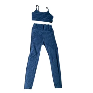 ALLFENIX Navy Blue‎ Snakeskin Print Workout Set Yoga Pilates Barre size Medium thumbnail 10