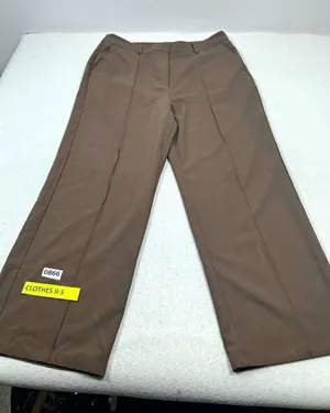 Womens Nimin Brown Pleated Front Straight Leg Dress Pants Polyester Twill 2XL thumbnail 1