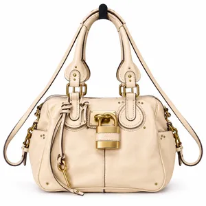 CHLOE PADDINGTON Leather Handbag Beige Cream Crossbody Strap Lock & Key thumbnail 1
