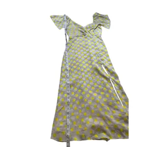 Zara Women XS Yellow Polka Dot Midi Dress Flutter Sleeve V-Neck Wrap Slit Summer thumbnail 5