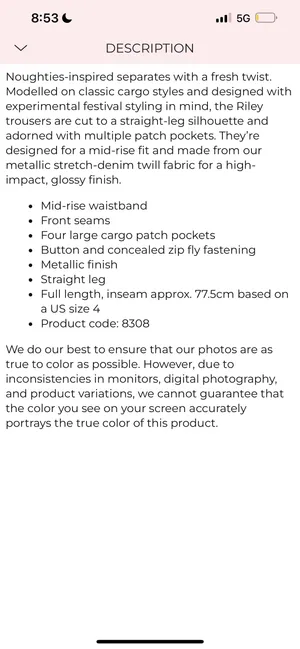 Oh Polly Metallic Denim Cargo Trouser thumbnail 3