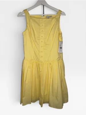 Julia Jordan Yellow Cotton Poplin Drop Waist Button Mini Dress Size 4 NWT thumbnail 7