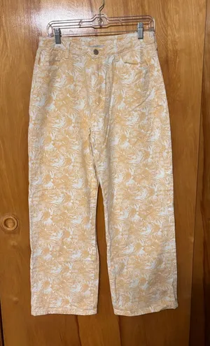 Polagram Tropical Print Wide Leg Pants Yellow White Large thumbnail 1