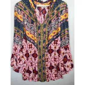 The Rustic Rack Boutique Bohemian Floral Print V Neck Flared Sleeve Blouse Sz M thumbnail 12
