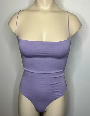 Naked Wardrobe Women's 2X Got The Scoop Bodysuit Purple Thin Strap Thong NWT thumbnail 1