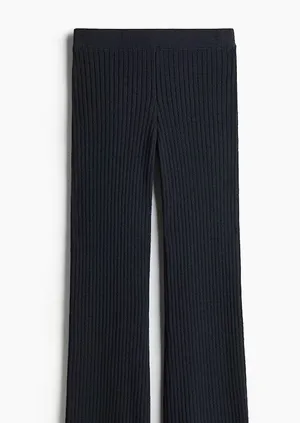 Women's Black Ribbed Pants Size M thumbnail 1