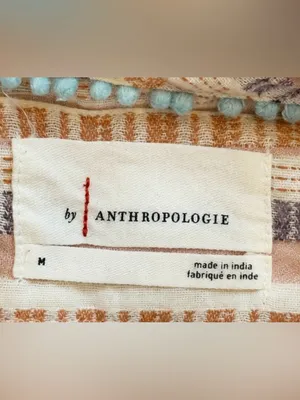 By Anthropologie Striped Textured Short Sleeve Blouse Size M thumbnail 4