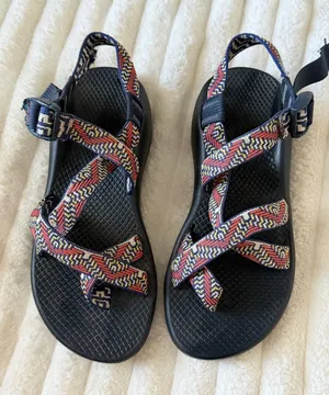 Chacos Women's Black Sandals with Multicolor Geometric Straps thumbnail 1