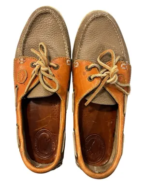 Dooney & Bourke Vintage Leather Boat Shoes Gray Brown Loafers Preppy Size 8 thumbnail 1